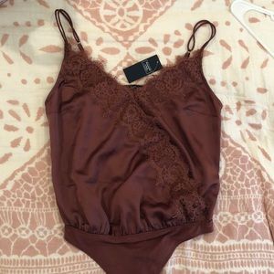 A&F Blush Wrap-Front Cami Thong Bodysuit